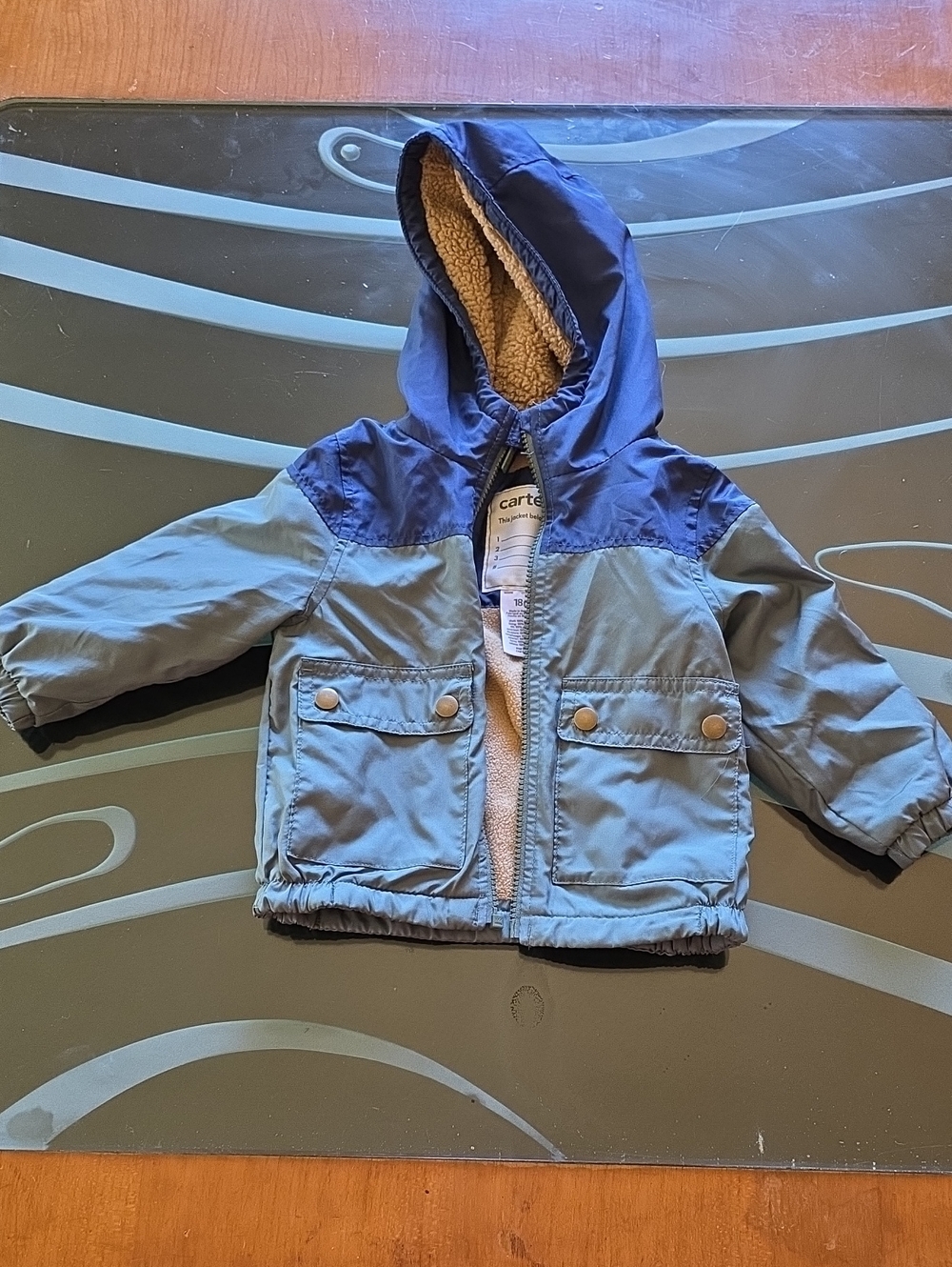 Carter's Two-Tone Blue Hooded Puffer Jacket